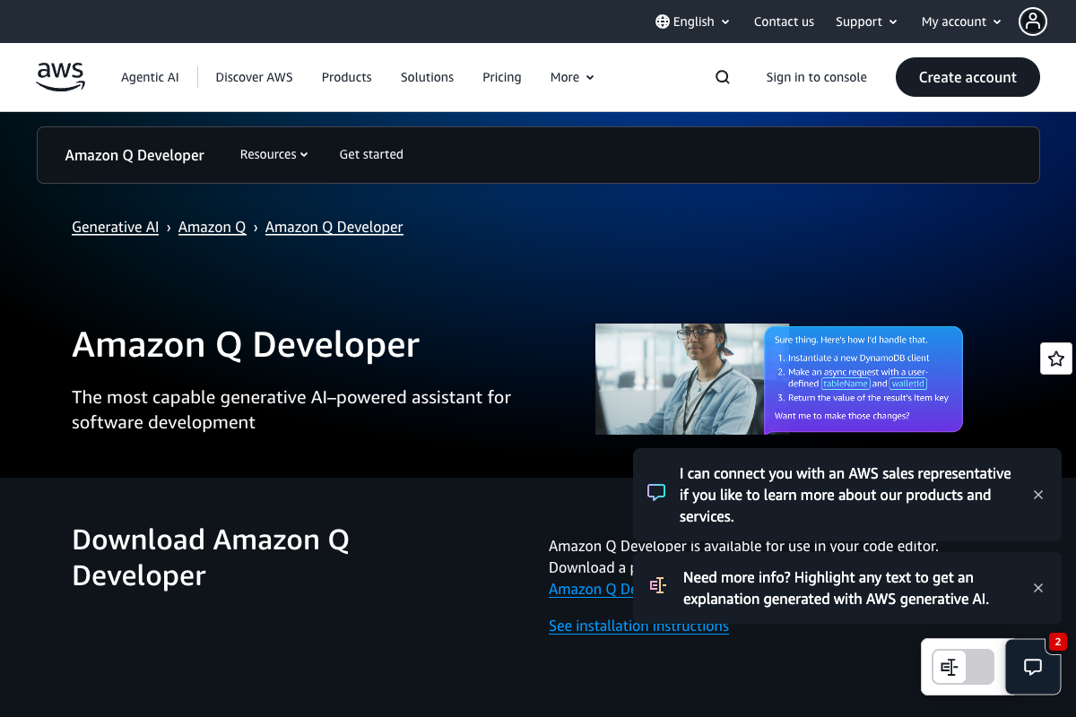 Amazon CodeWhisperer Interface Screenshot
