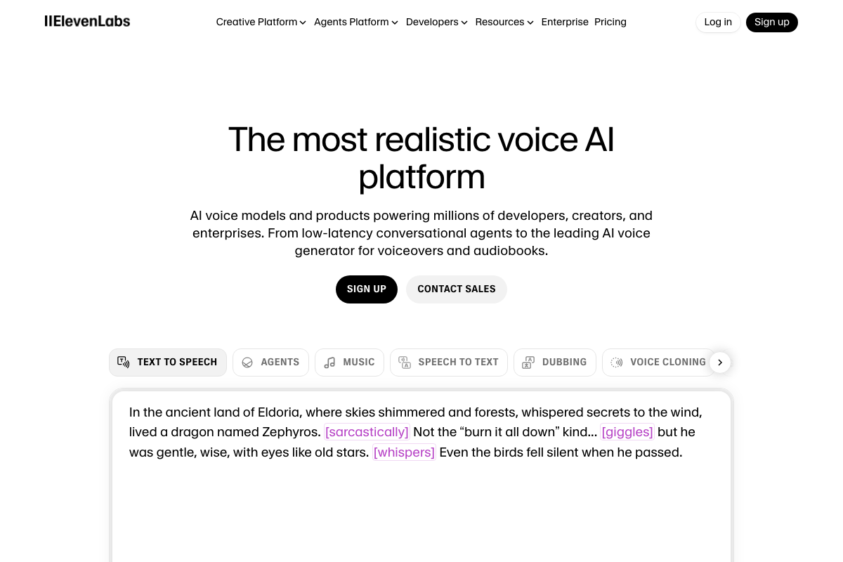 ElevenLabs Interface Screenshot