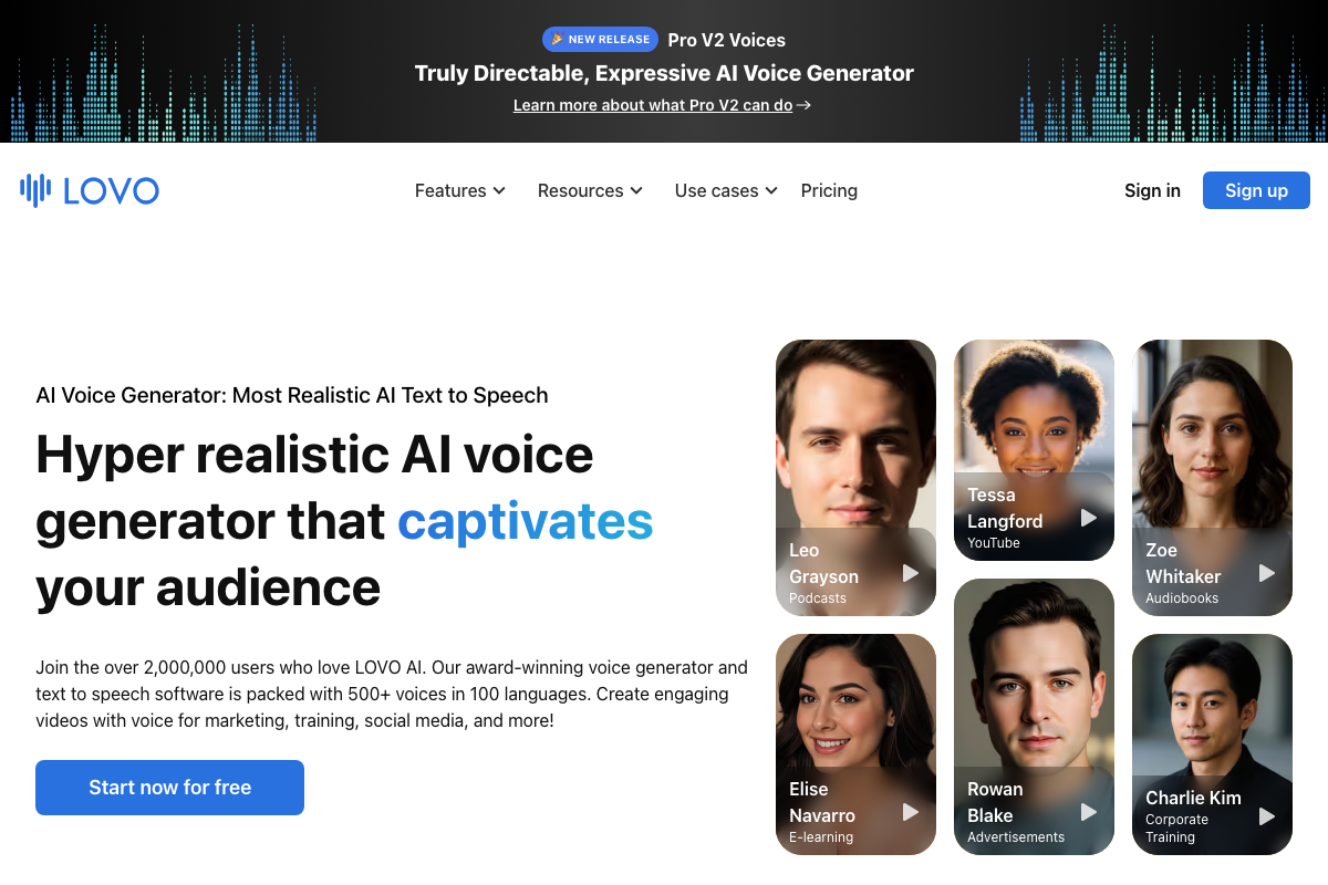 LOVO AI Interface Screenshot