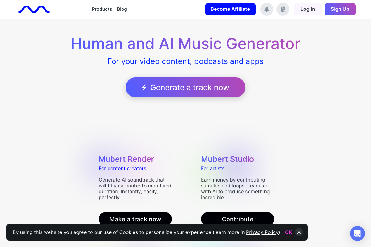 Mubert AI Interface Screenshot