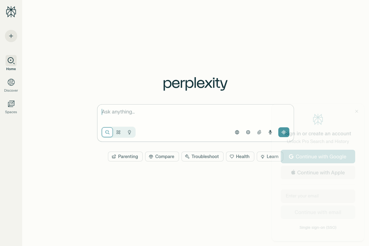 Perplexity AI Interface Screenshot