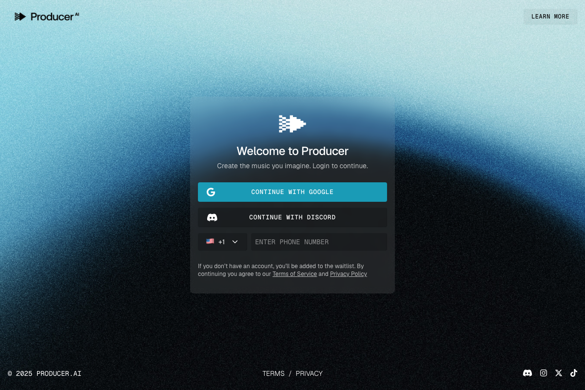 Producer.ai Interface Screenshot