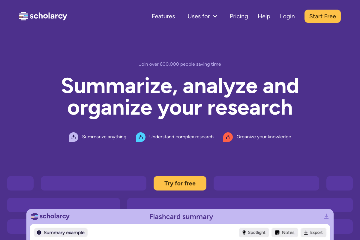 Scholarcy Interface Screenshot
