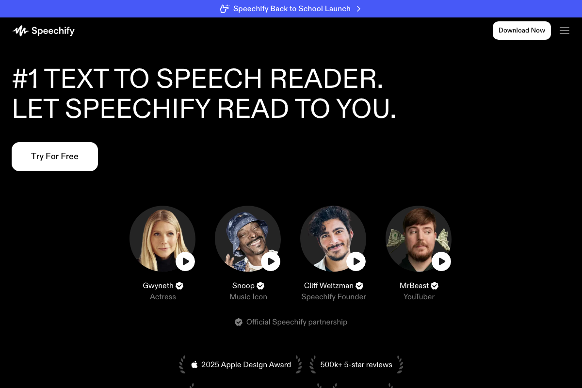 Speechify Interface Screenshot