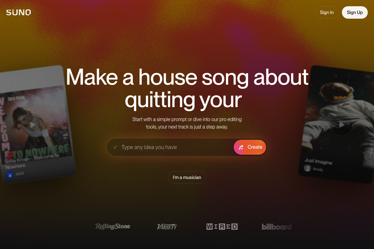 Suno AI Interface Screenshot